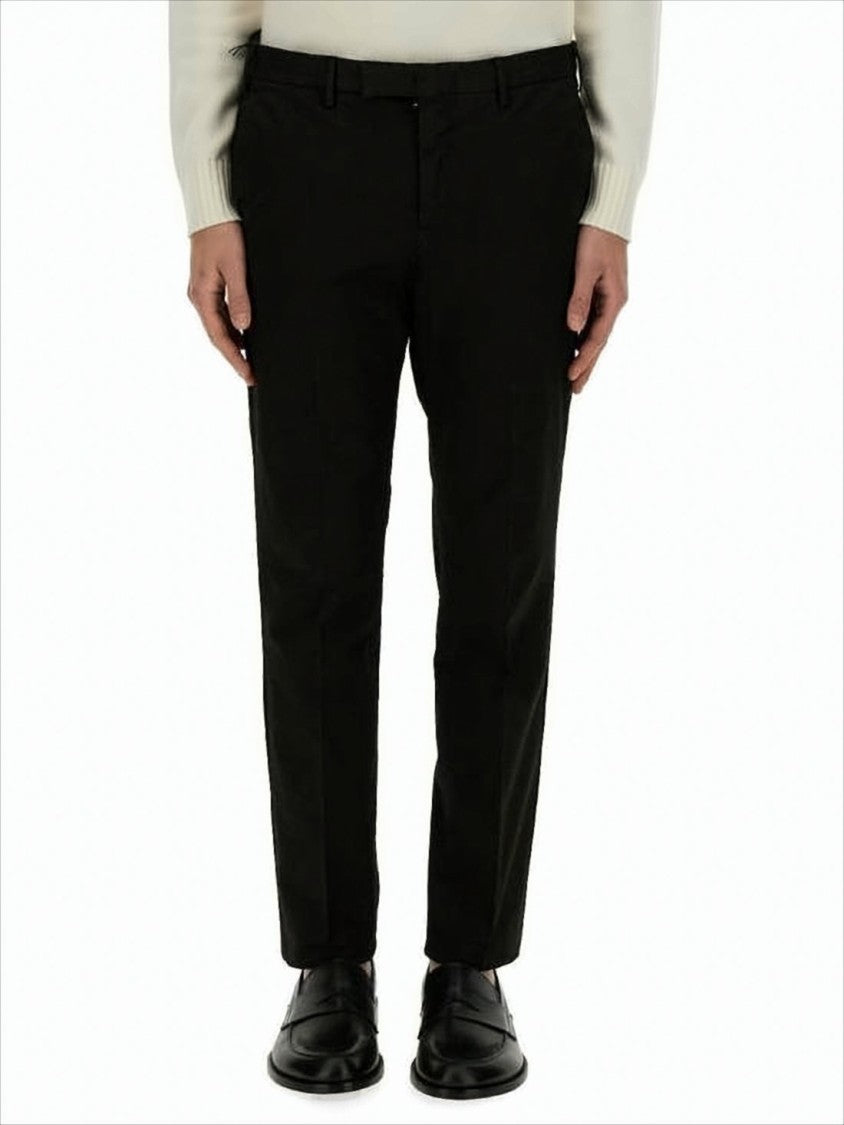 Tailored Slim Fit Black Suit Pants With Flat Waistband