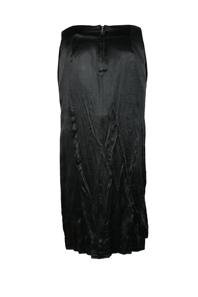 Pleated Black Skirt with Fluid Drape