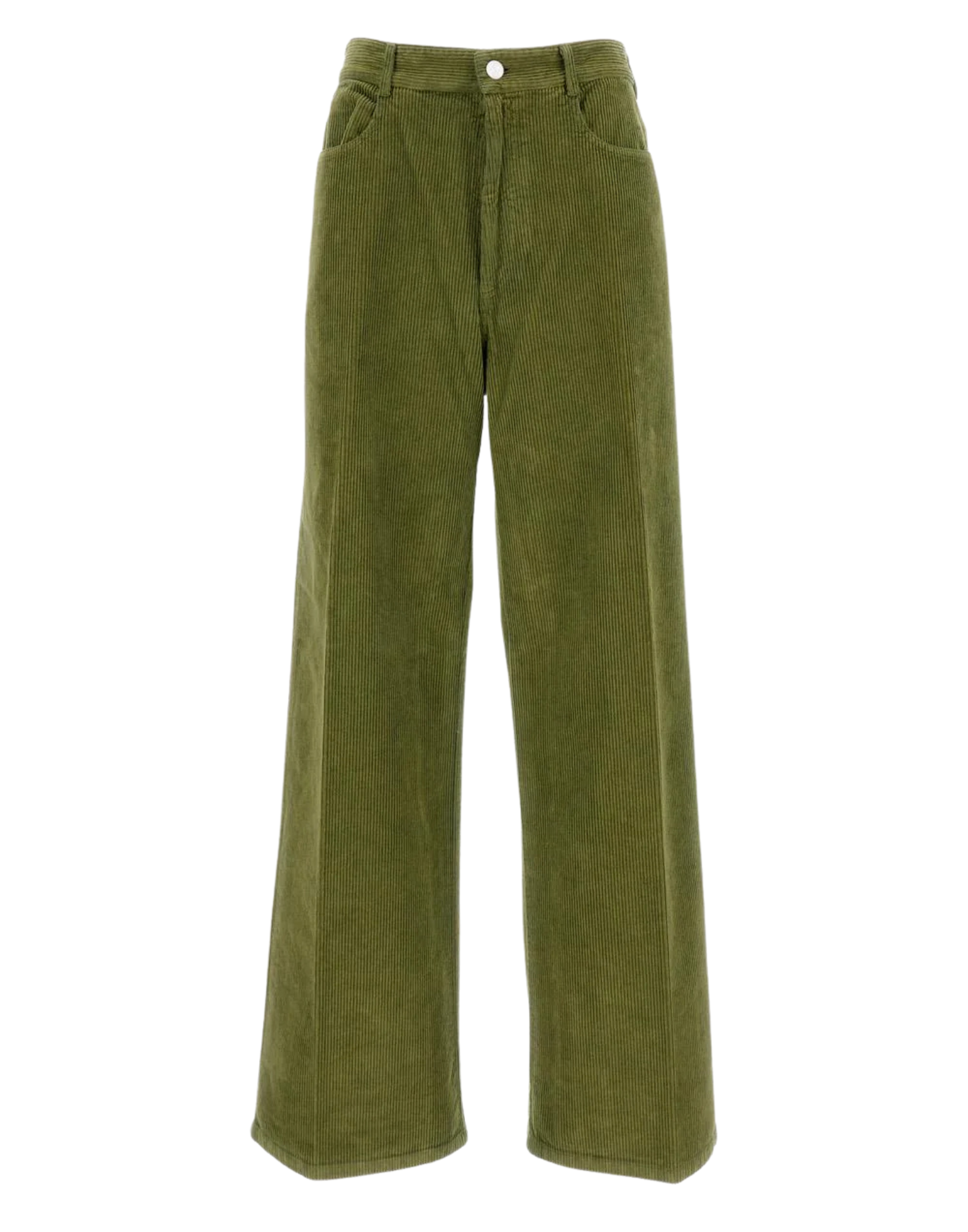 High-Waisted Ribbed Stretch Corduroy Trousers