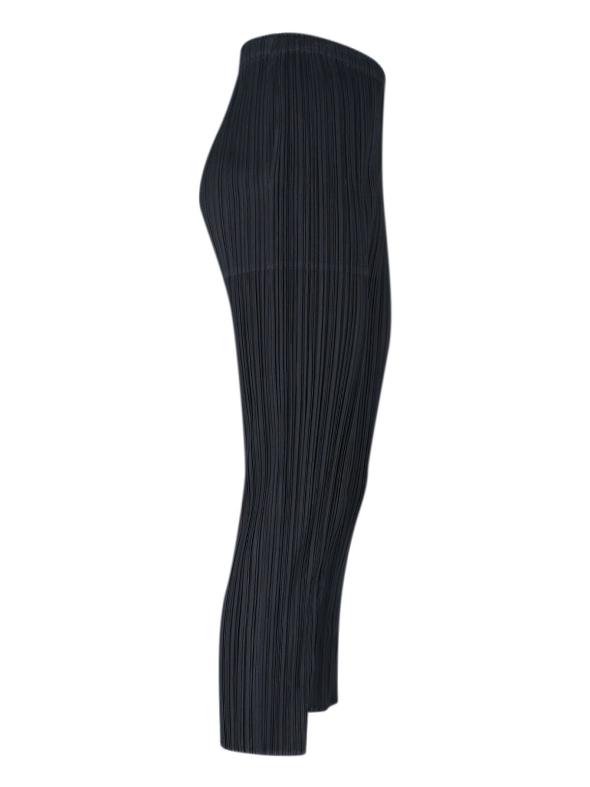 Straight-Leg Pleated Pants with Cropped Length