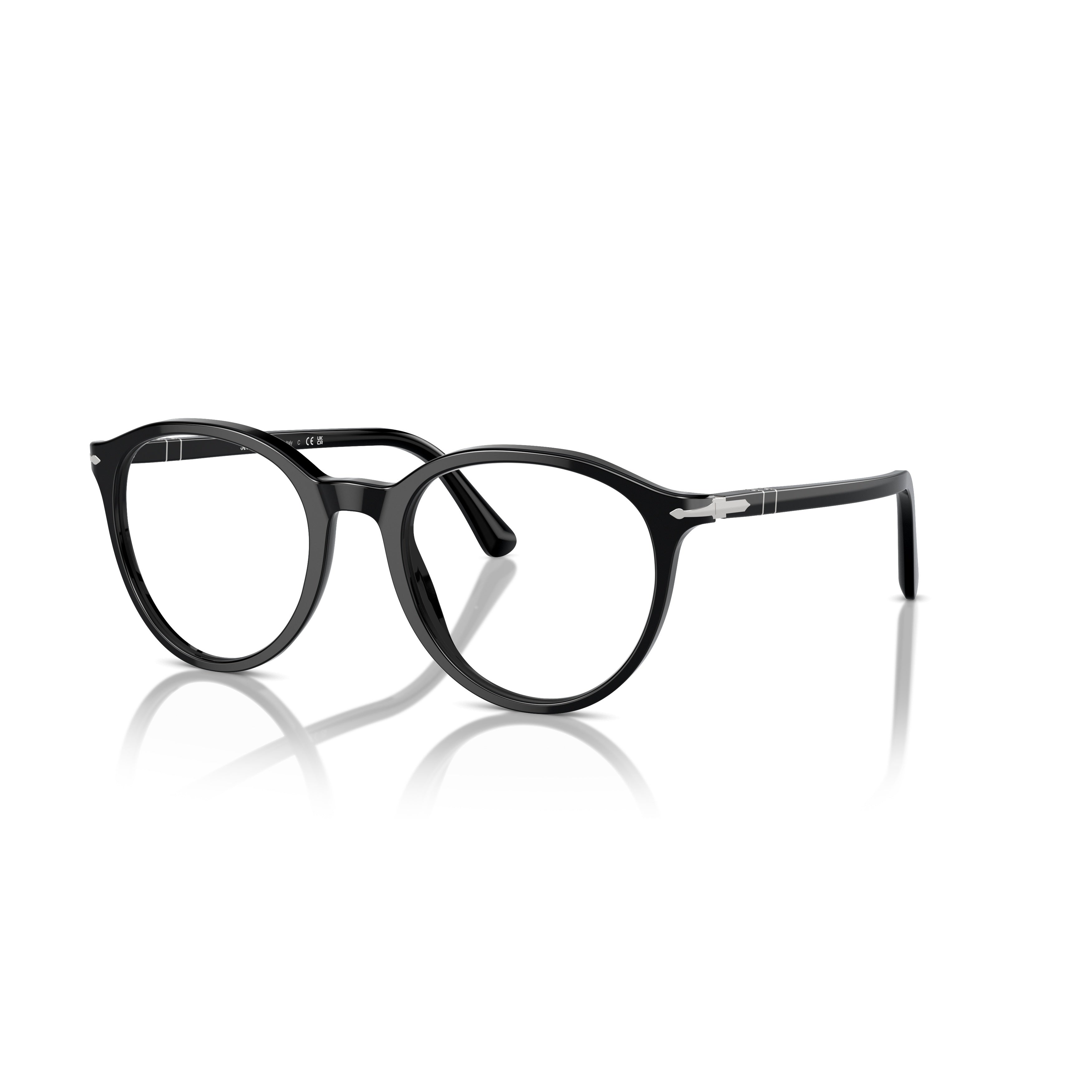 0po3353v Round Frame Eyeglasses with Glossy Black Acetate