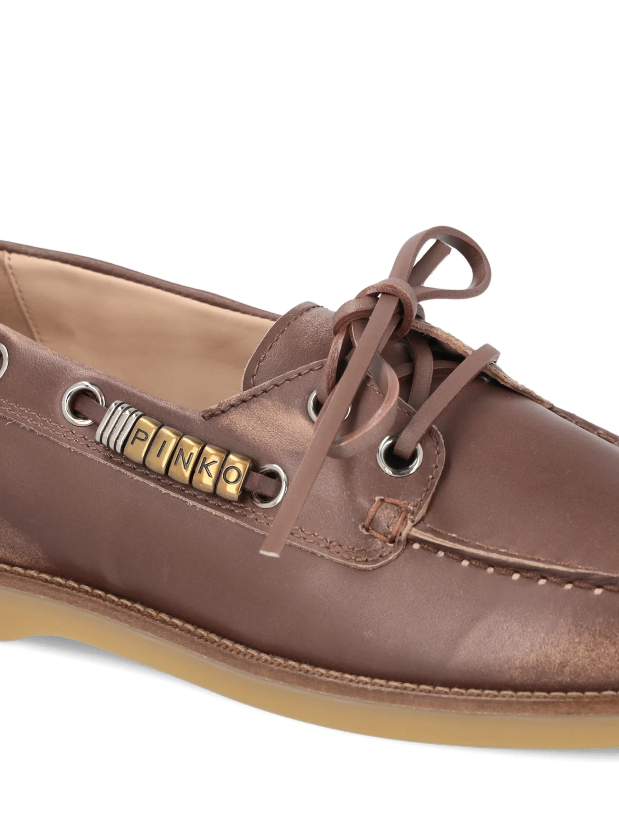 Brown Grace 01 Metallic Leather Loafers