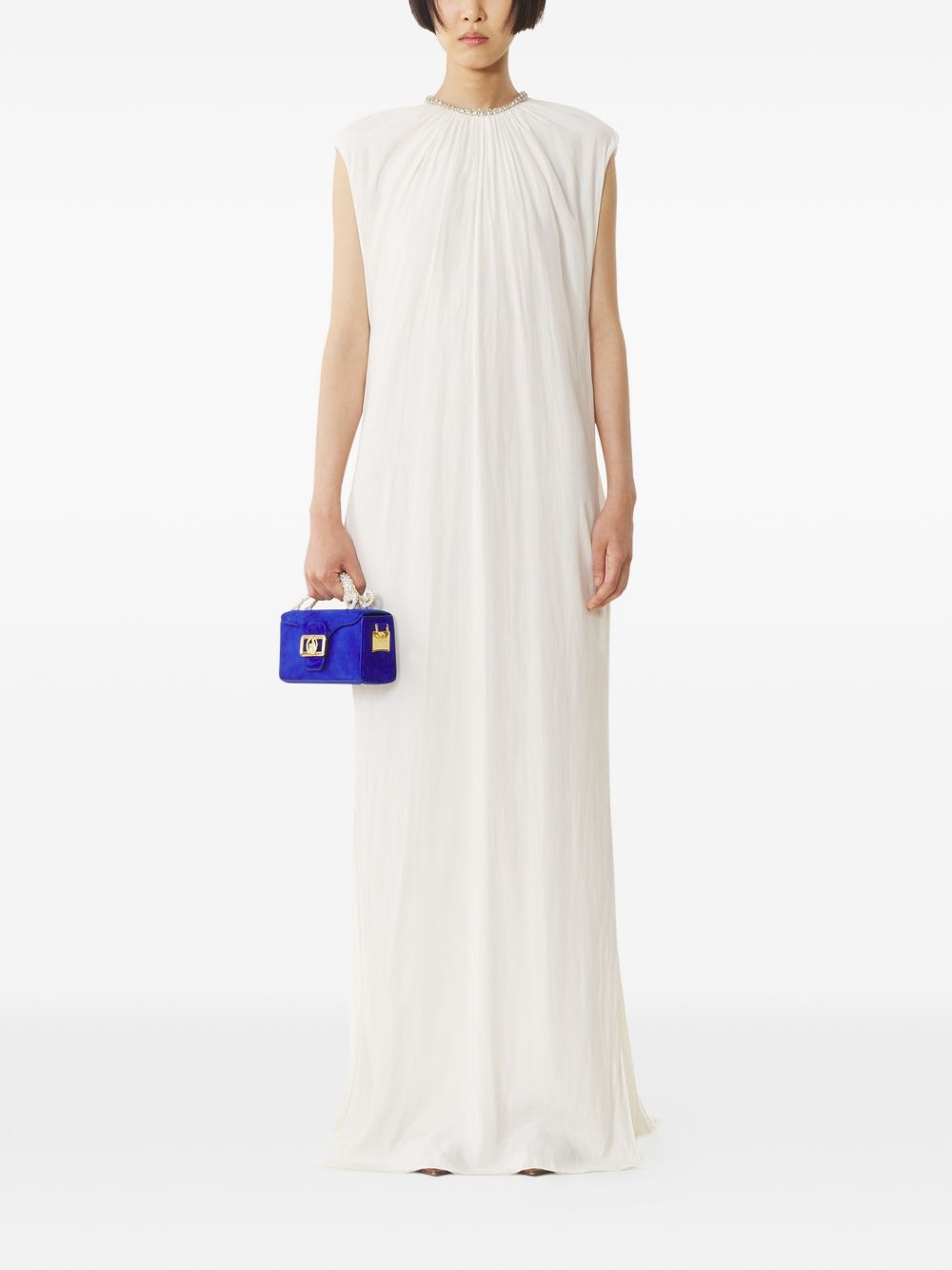 Sleeveless Maxi Dress With Embellished Collar