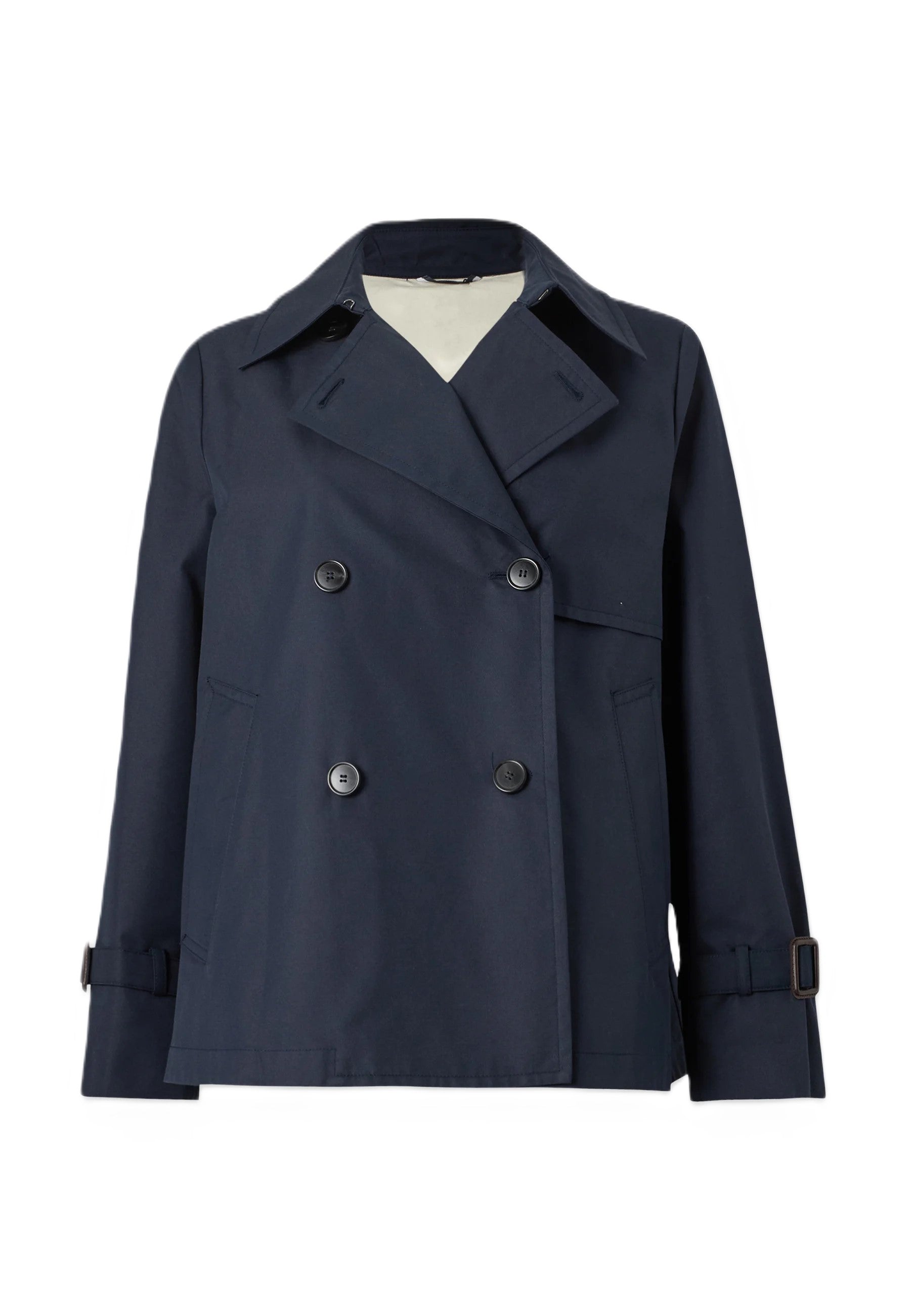 Navy Blue Cotton Blend Rain Jacket