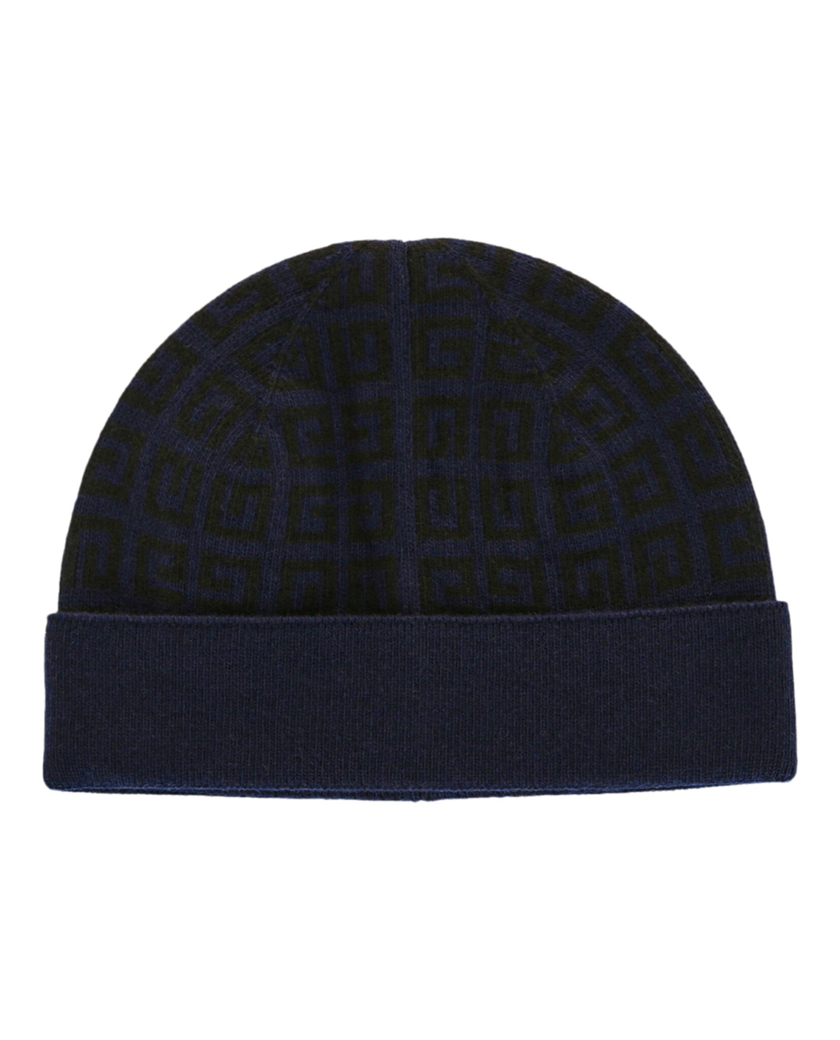 Knit Double Face Beanie with Logo Graphic Pattern
