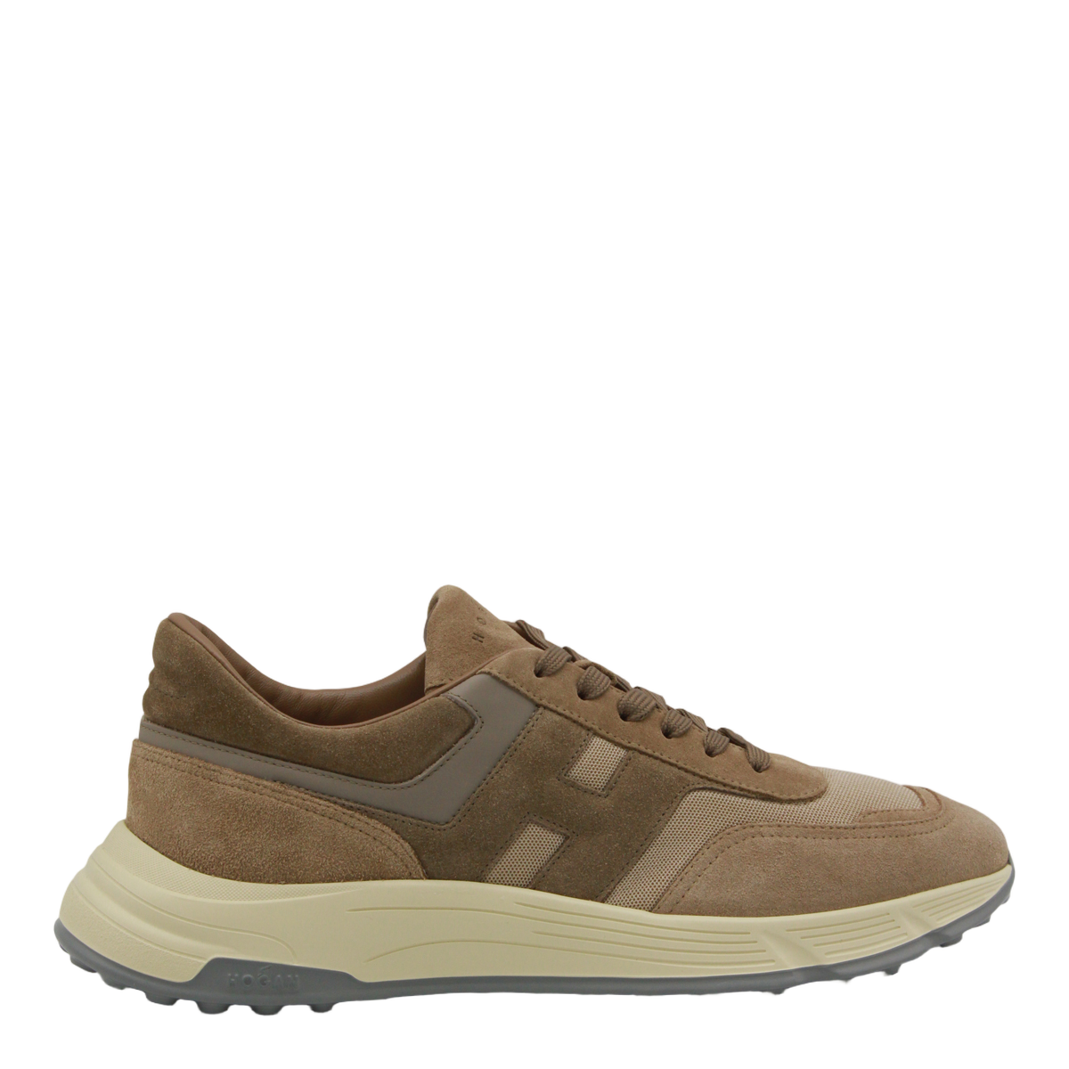 Beige Suede and Mesh Sneakers with Sole