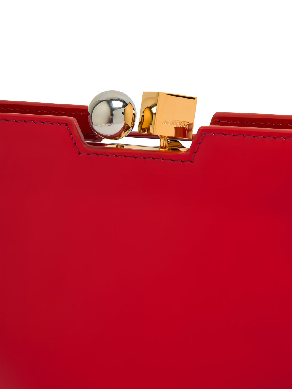 Red Rond-Carré Leather Top Handle Bag