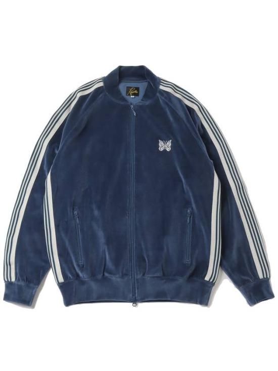 Velvety Track Jacket With Contrasting Stripes And Embroidered Emblem