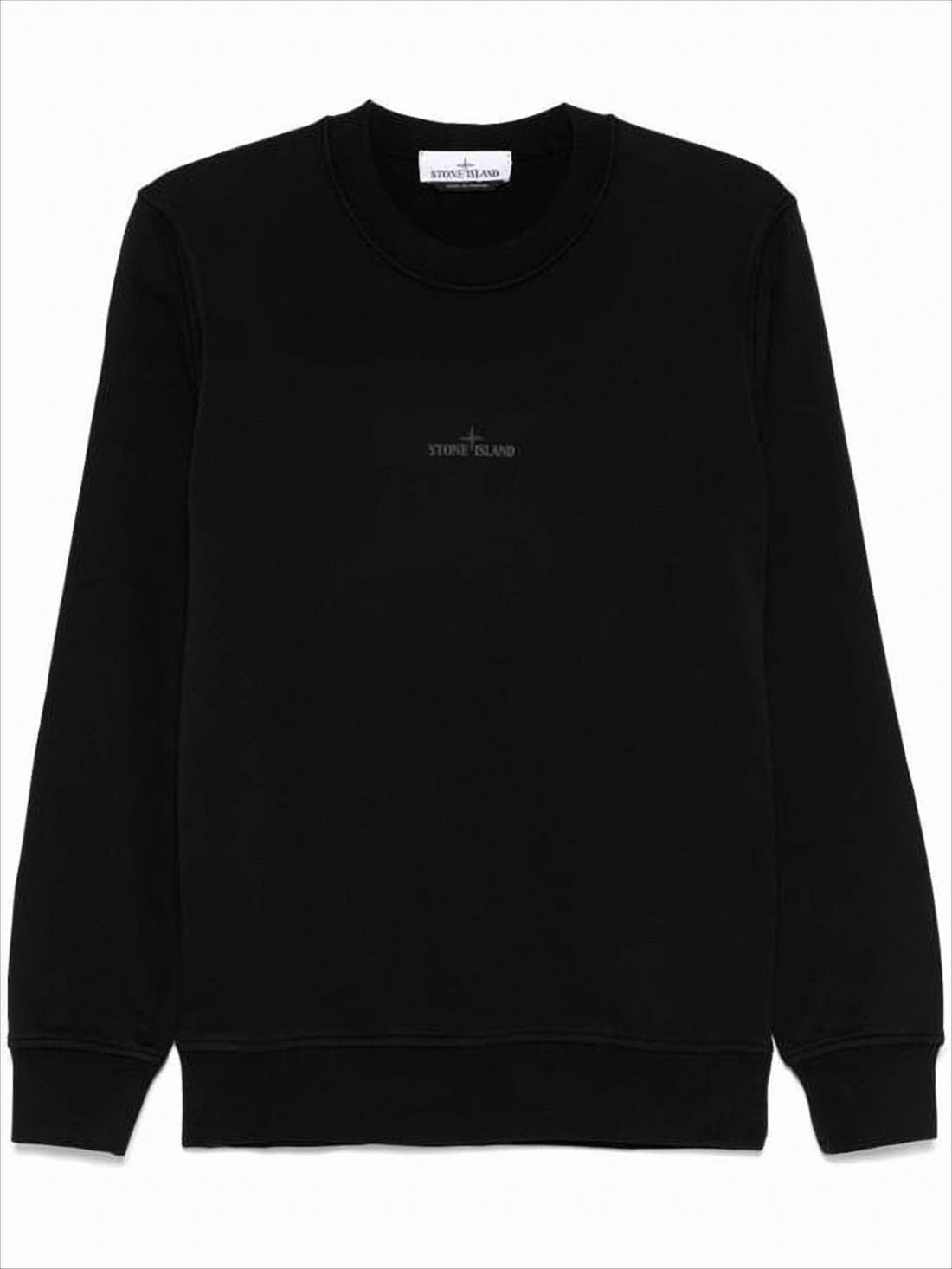 Black Crewneck Sweatshirt with Logo Detailing