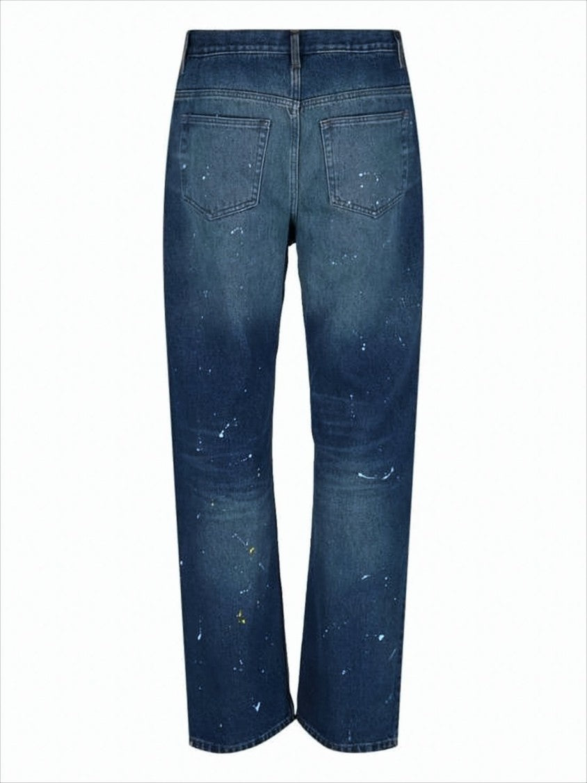 Mid-Blue Straight-Leg Denim Pants
