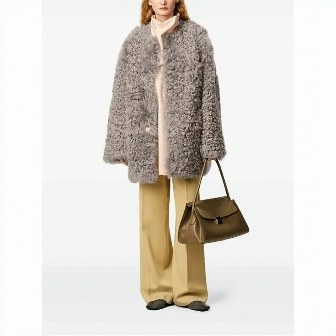 Plush Lambskin Coat With Oversized Silhouette