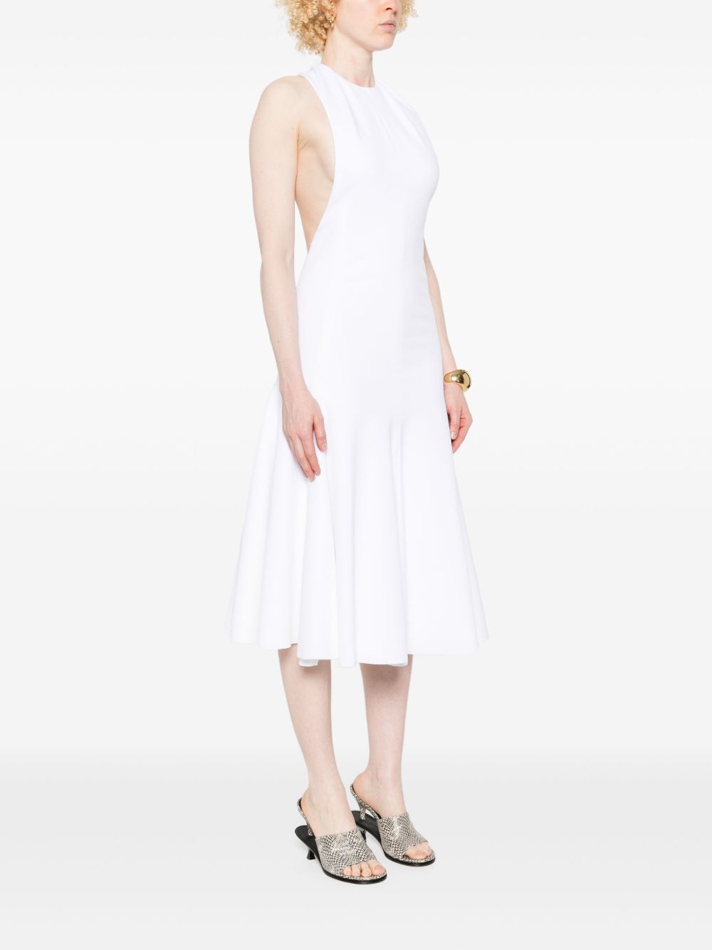 Sleeveless White Midi Dress