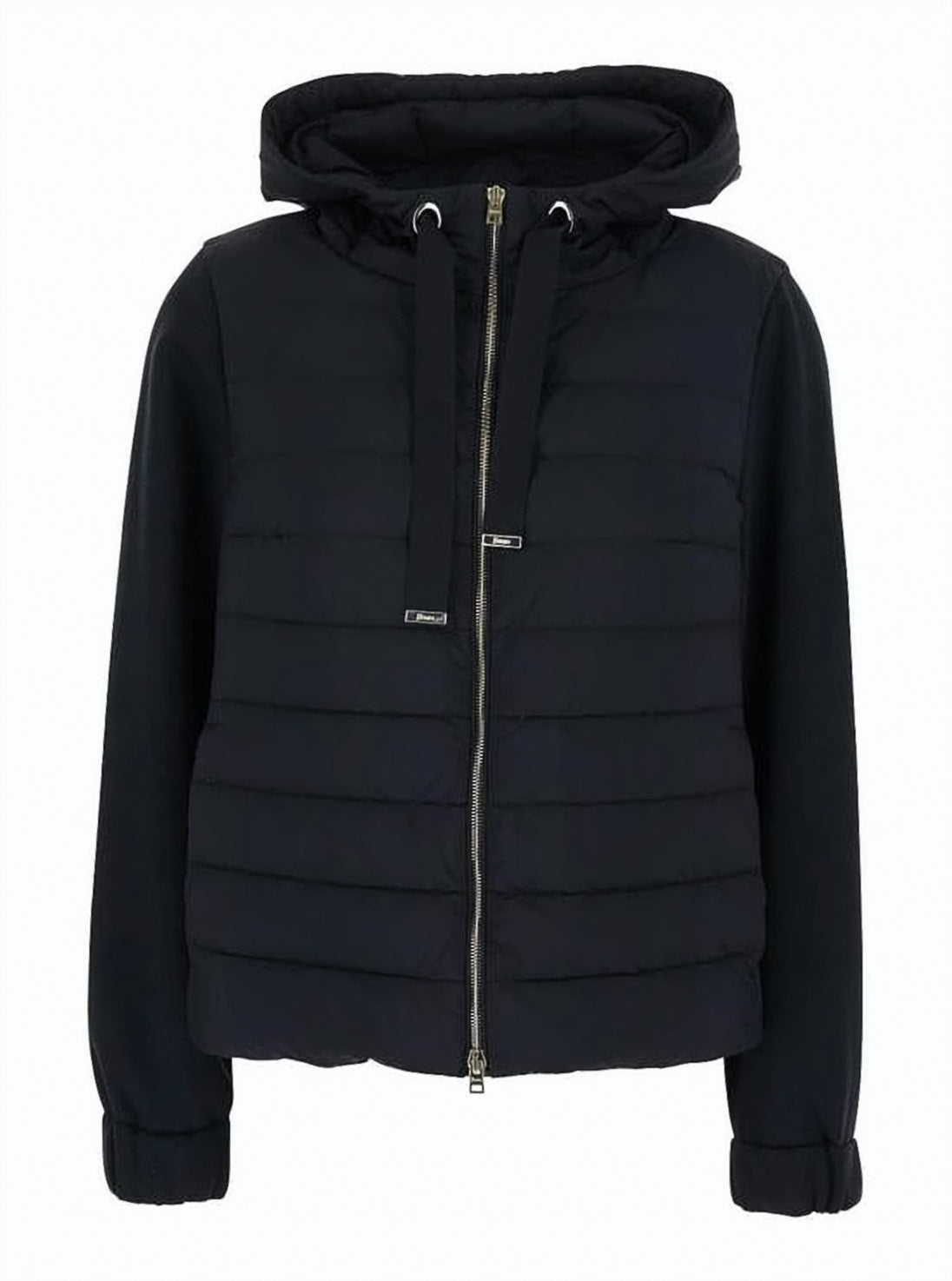 Padded Short Coat with Horizontal Quilting and Hood