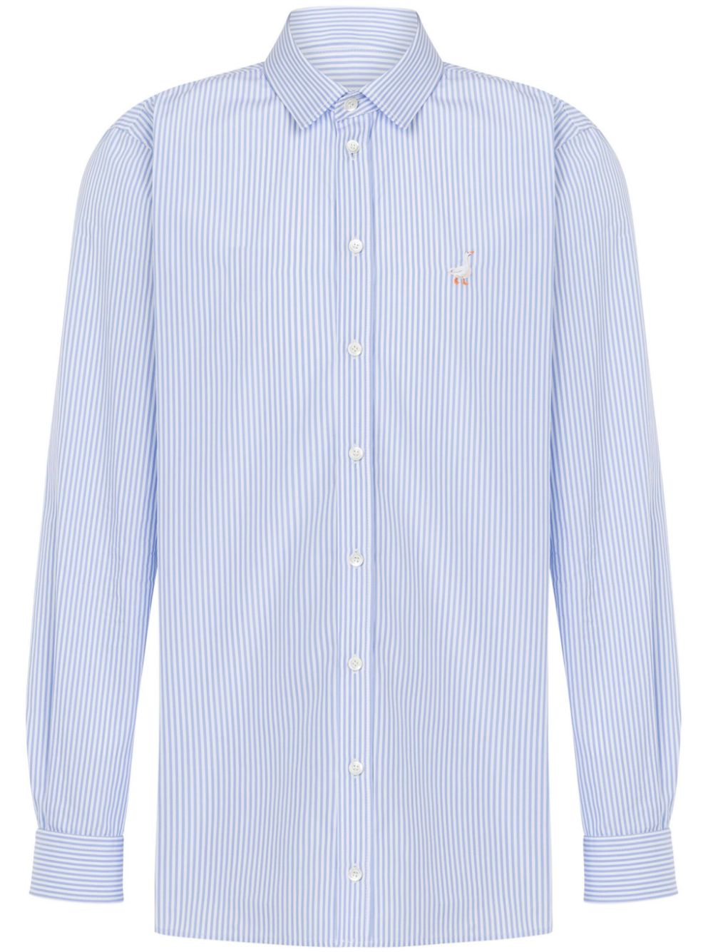 Light Blue Vertical Stripe Poplin Shirt