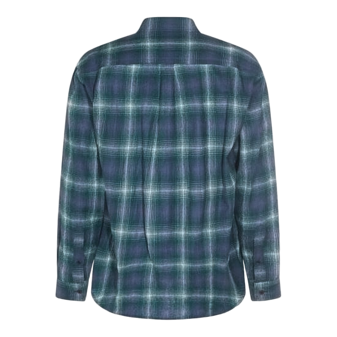 Plaid Long-Sleeve Wool Shirt with Button-Down Front