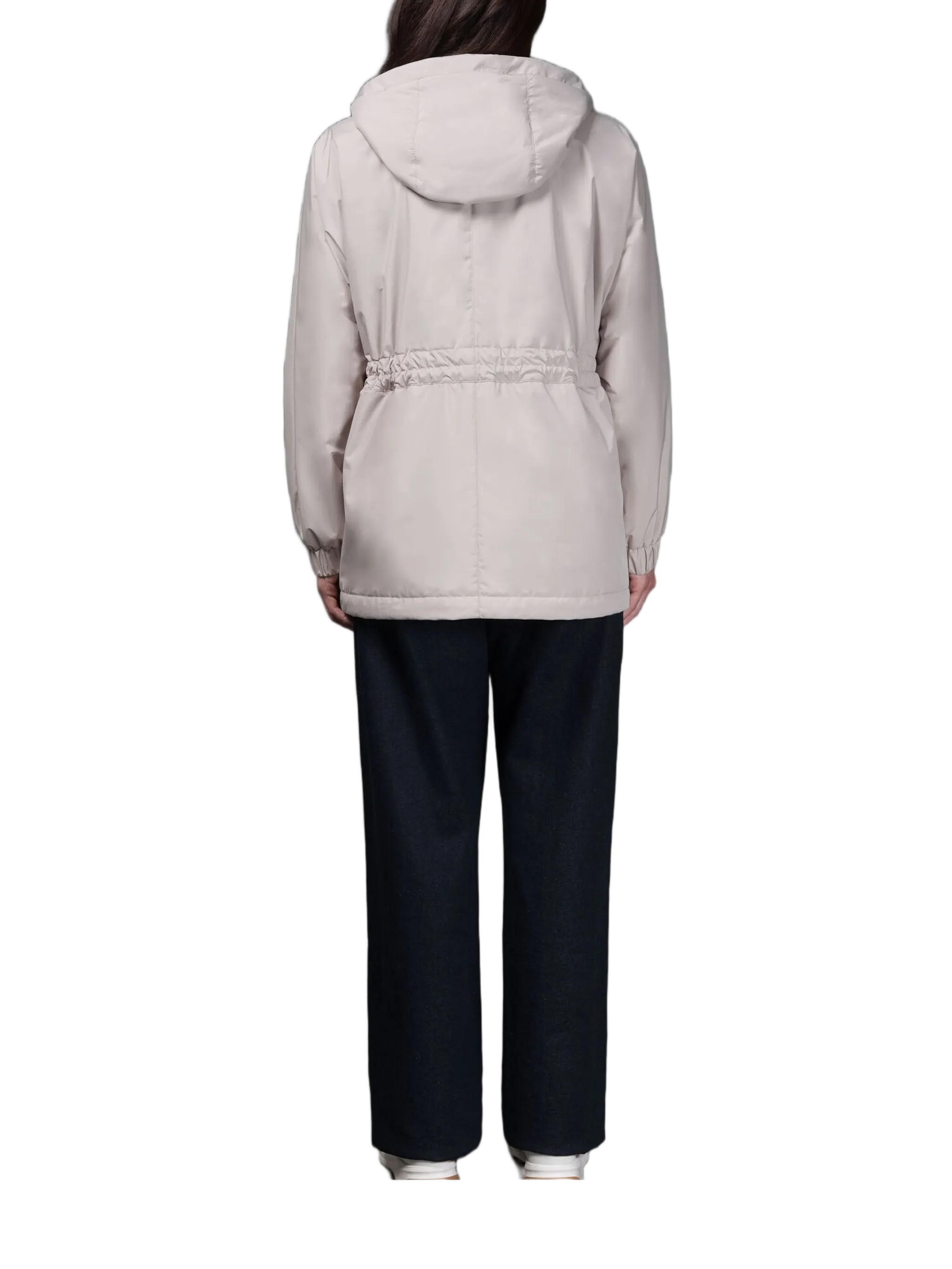 Neutral Hooded Lightweight Jacket With Adjustable Drawstrings