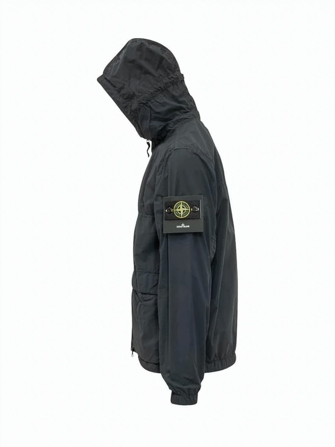 Minimalist Black Polyamide Jacket With Hood