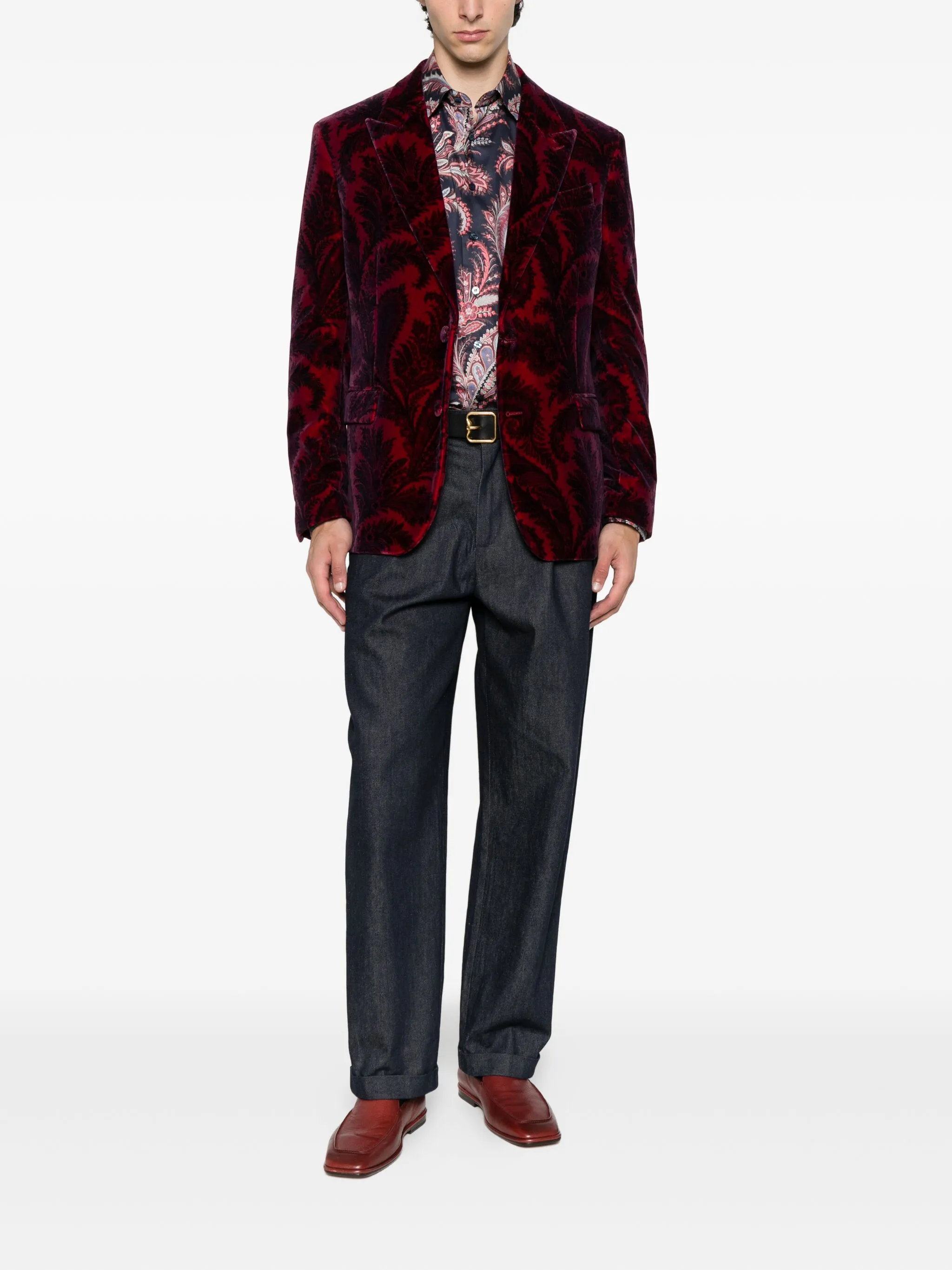 Roma Black Red Paisley Pattern Shirt