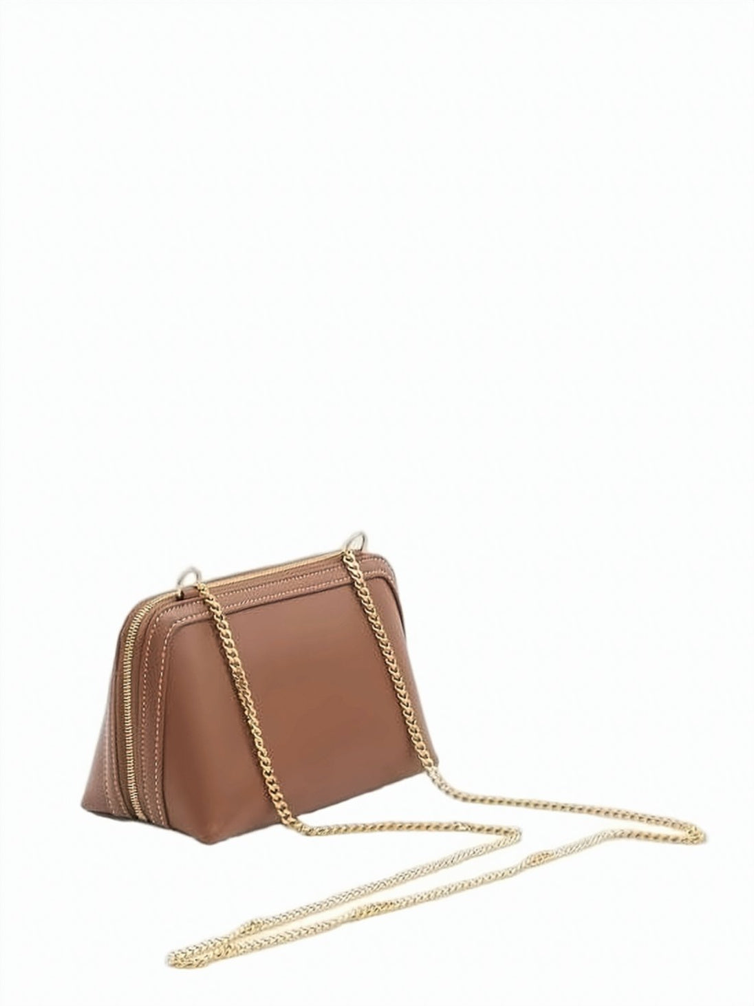 Rectangular Calf Leather Crossbody Bag with Gold-tone Hardware