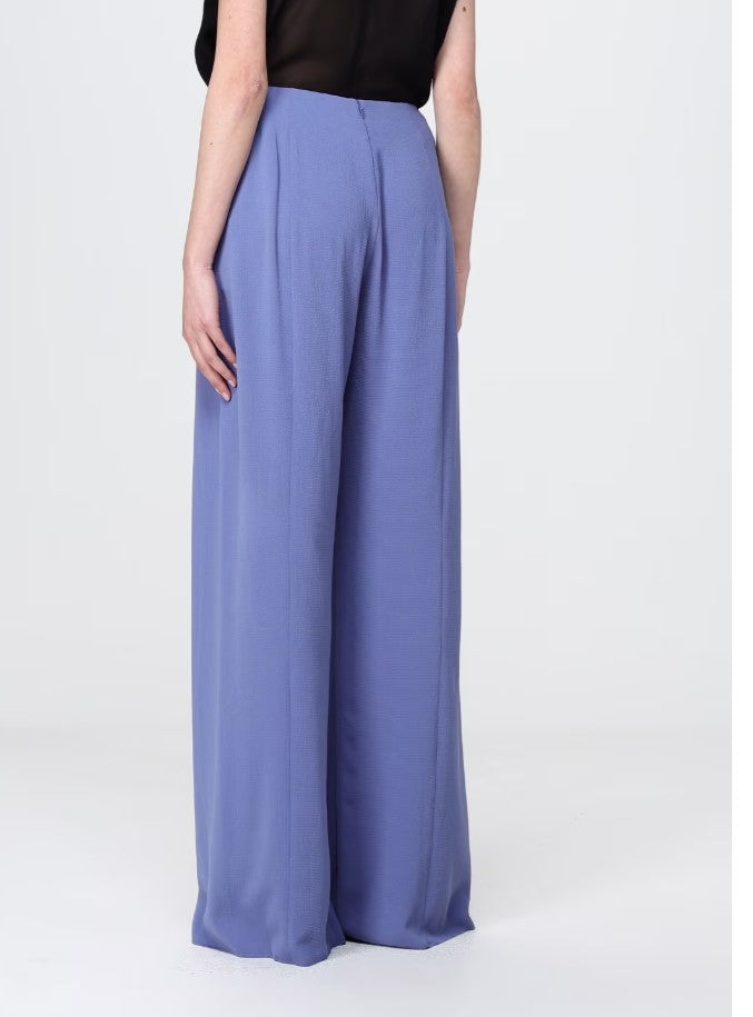 High Waisted Back Zip Palazzo Trousers