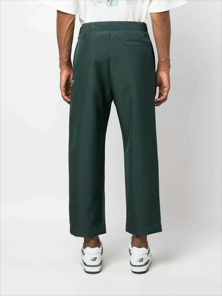 Cropped Straight-Leg Pants with Integrated Belt