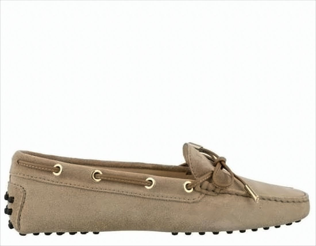 Classic Suede Loafer with Decorative Bow and Signature Pebbled Sole