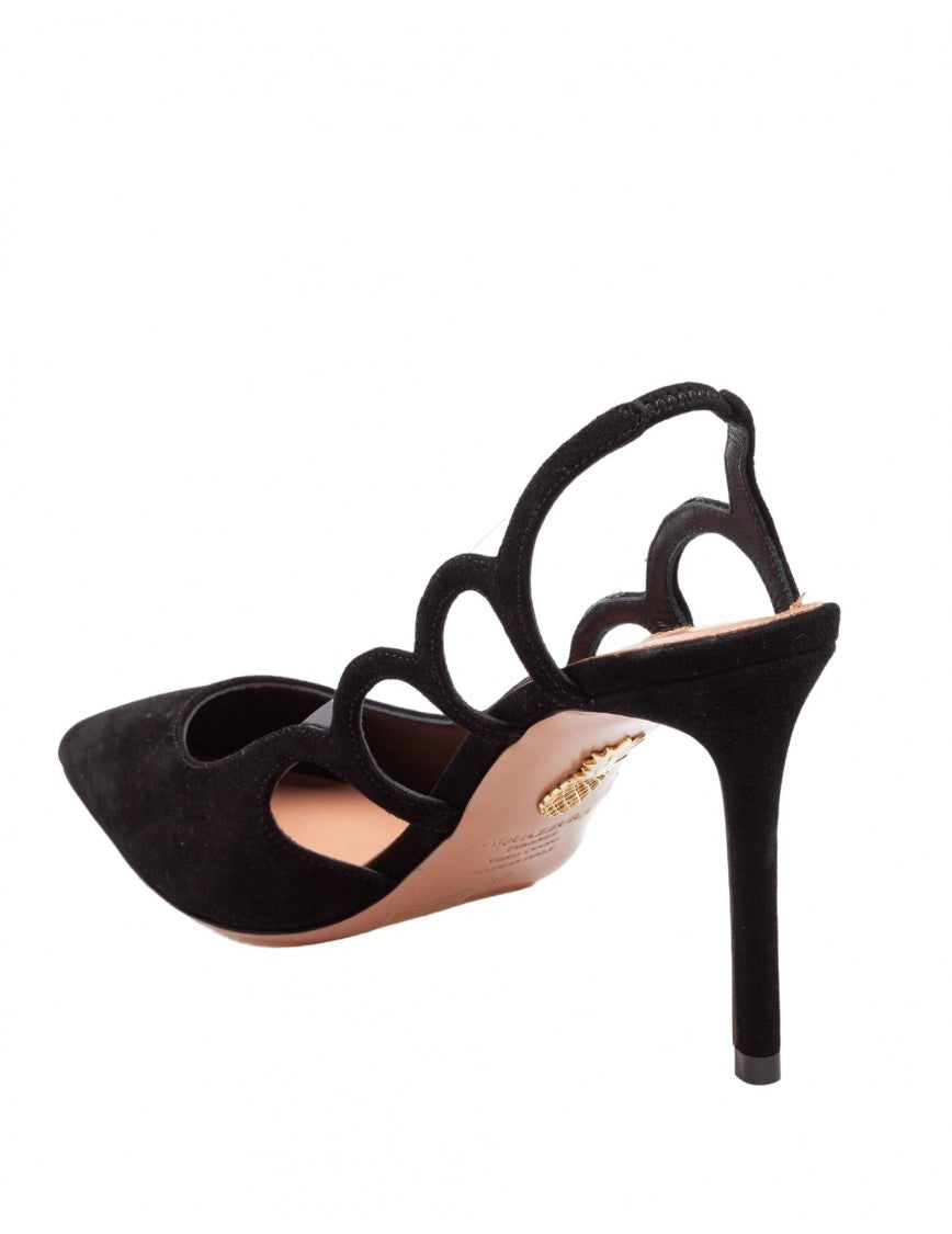 Suede Black Decollete' Bootie Pump 85