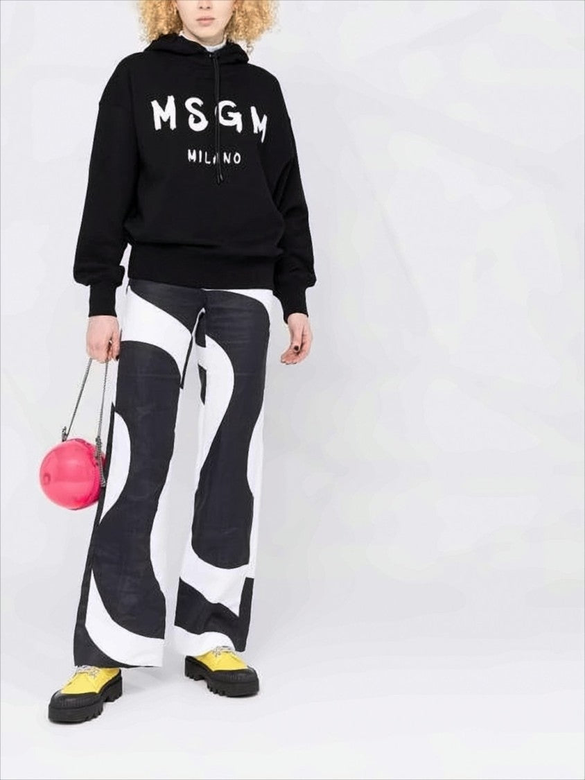 Relaxed Fit Black Hoodie with Bold Lettering