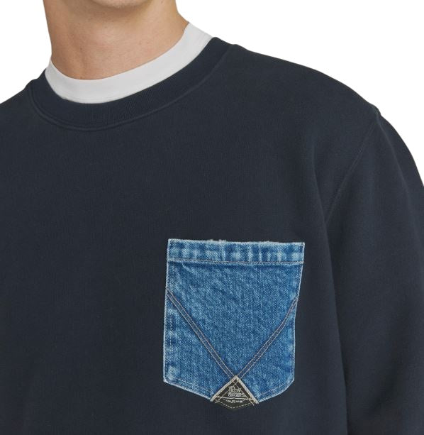 Solid Color Brushed Cotton Crewneck Sweatshirt.