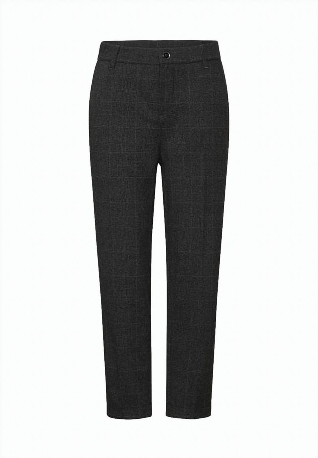 Tailored Straight Pants with Checkered Pattern
