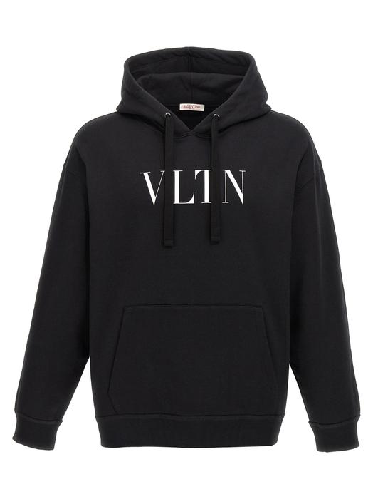Black Hoodie with VLTN Logo and Kangaroo Pocket