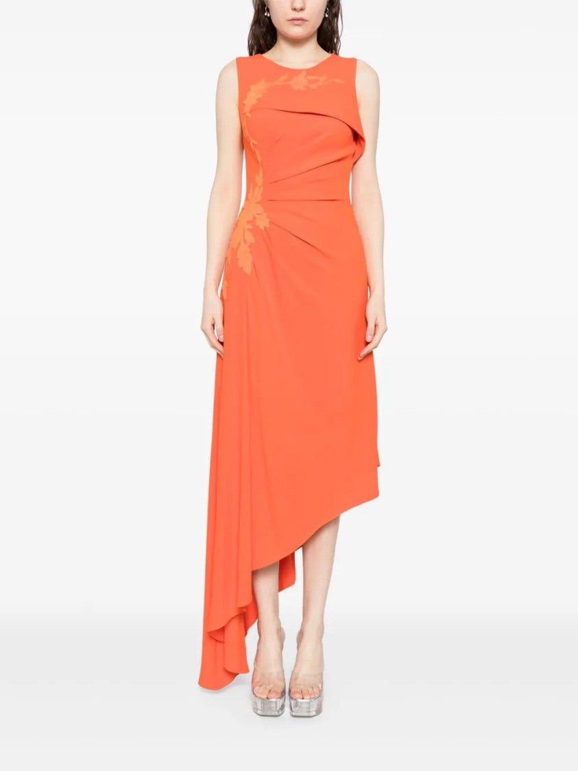 Crepe, High-Low Dress With Matching Embroidery