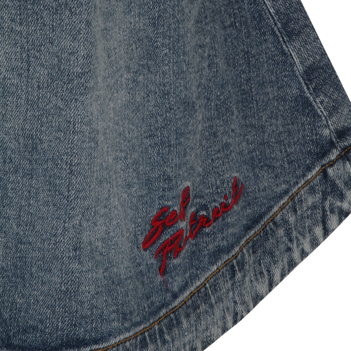Fitted Denim Mini Dress with Square Neckline