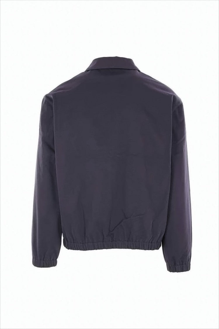 Cropped Jacket With Front Zipper And Embroidered Logo