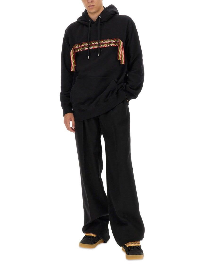 Black Cotton Sweatshirt With Iconic Logo Design