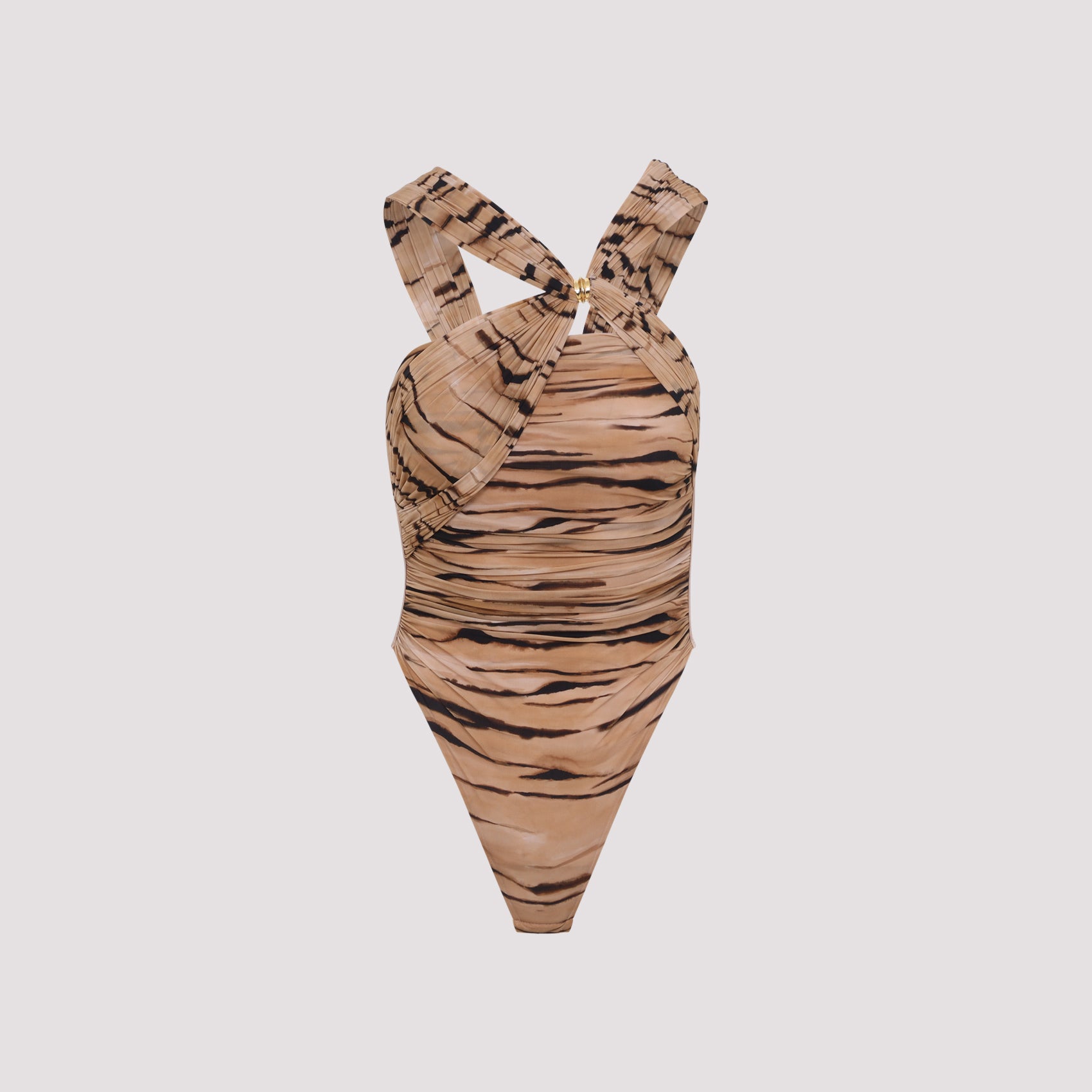 Tiger-Stripe Pattern Ruched Top