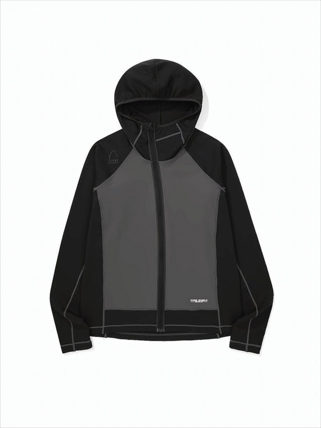 Two-Tone Hooded Jacket with Contrast Stitching
