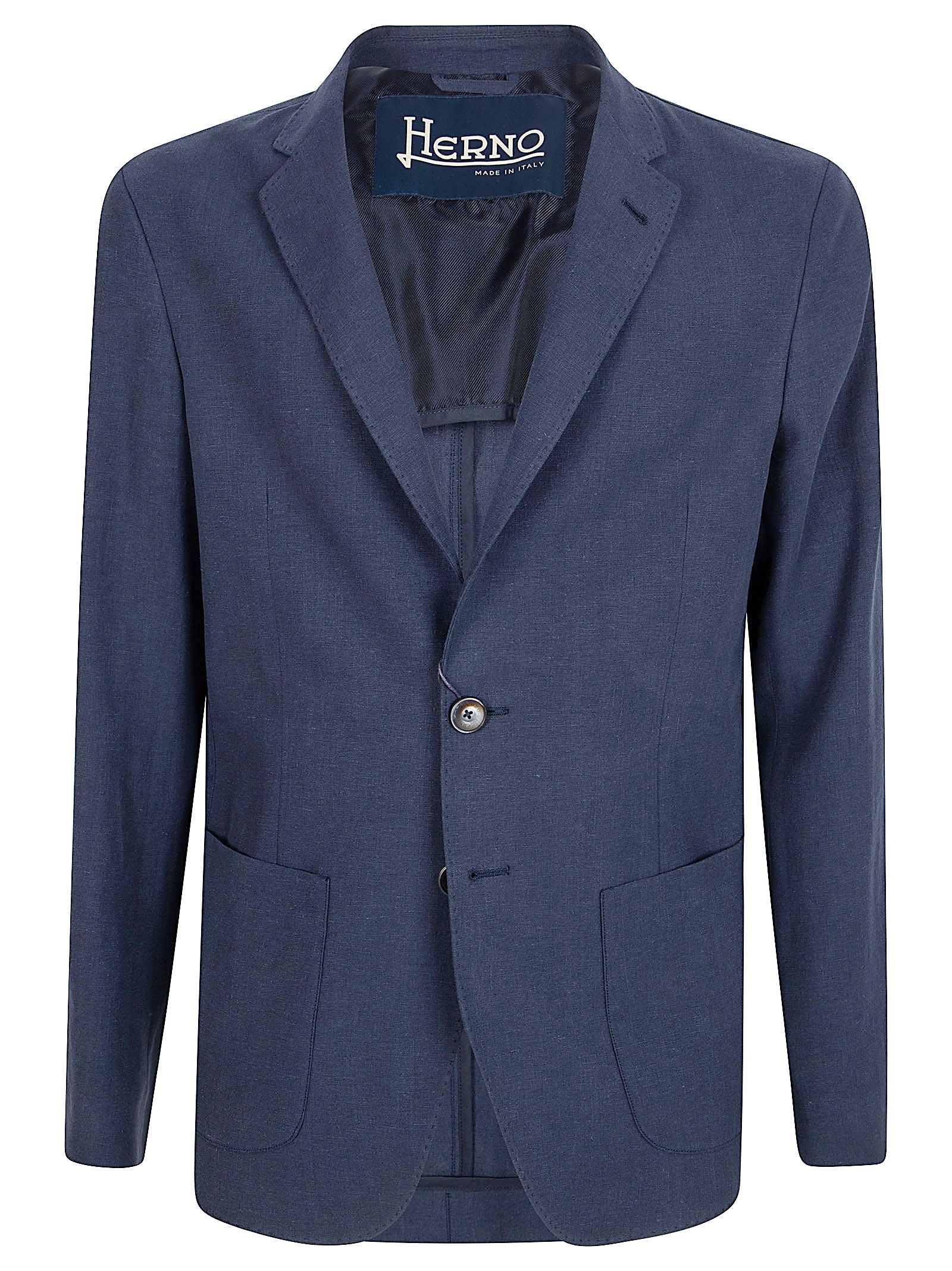 Tailored Linen-Cotton Blend Jacket with Classic Notch Lapel
