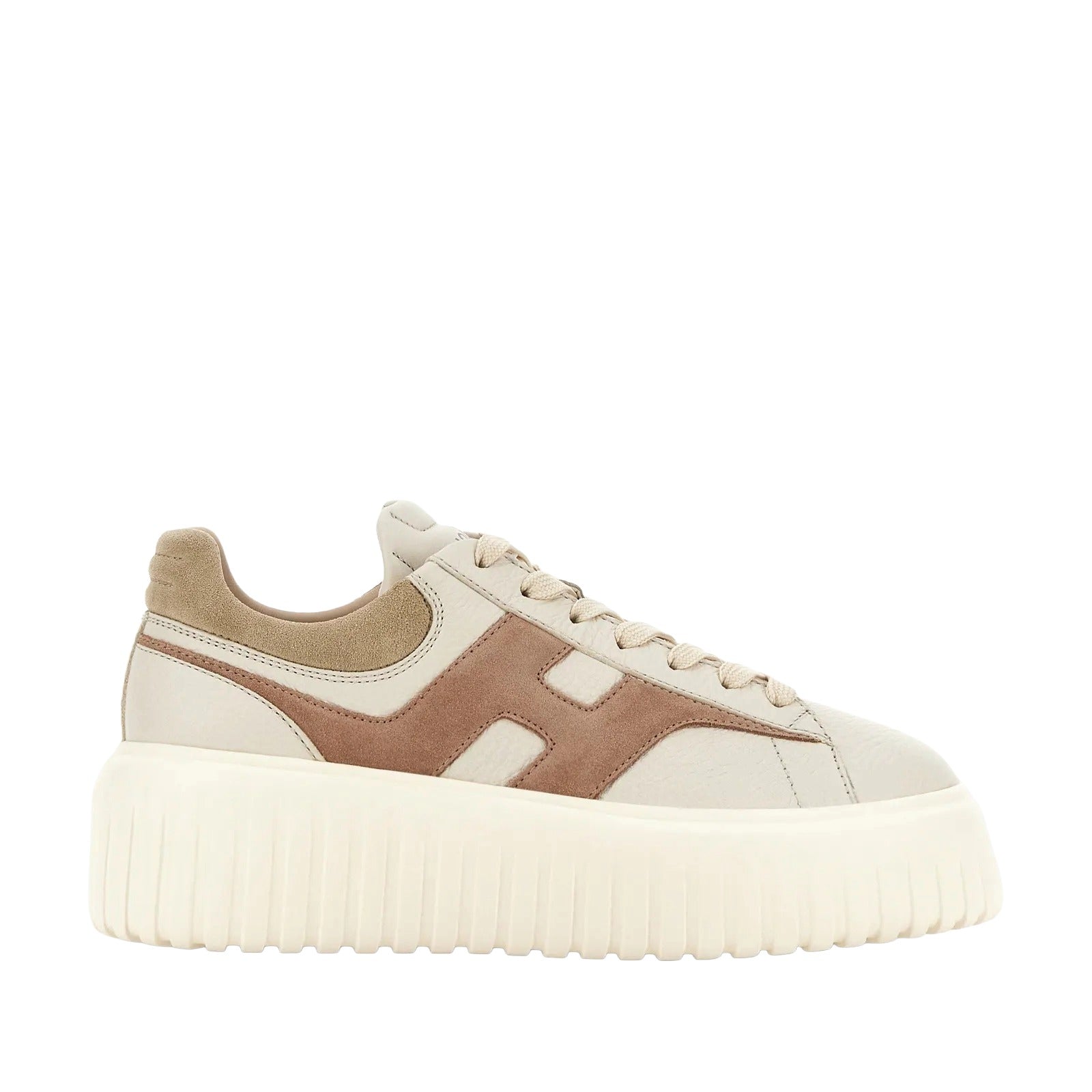 H-Stripes Lace-Up Sneakers in Calfskin and Sheepskin