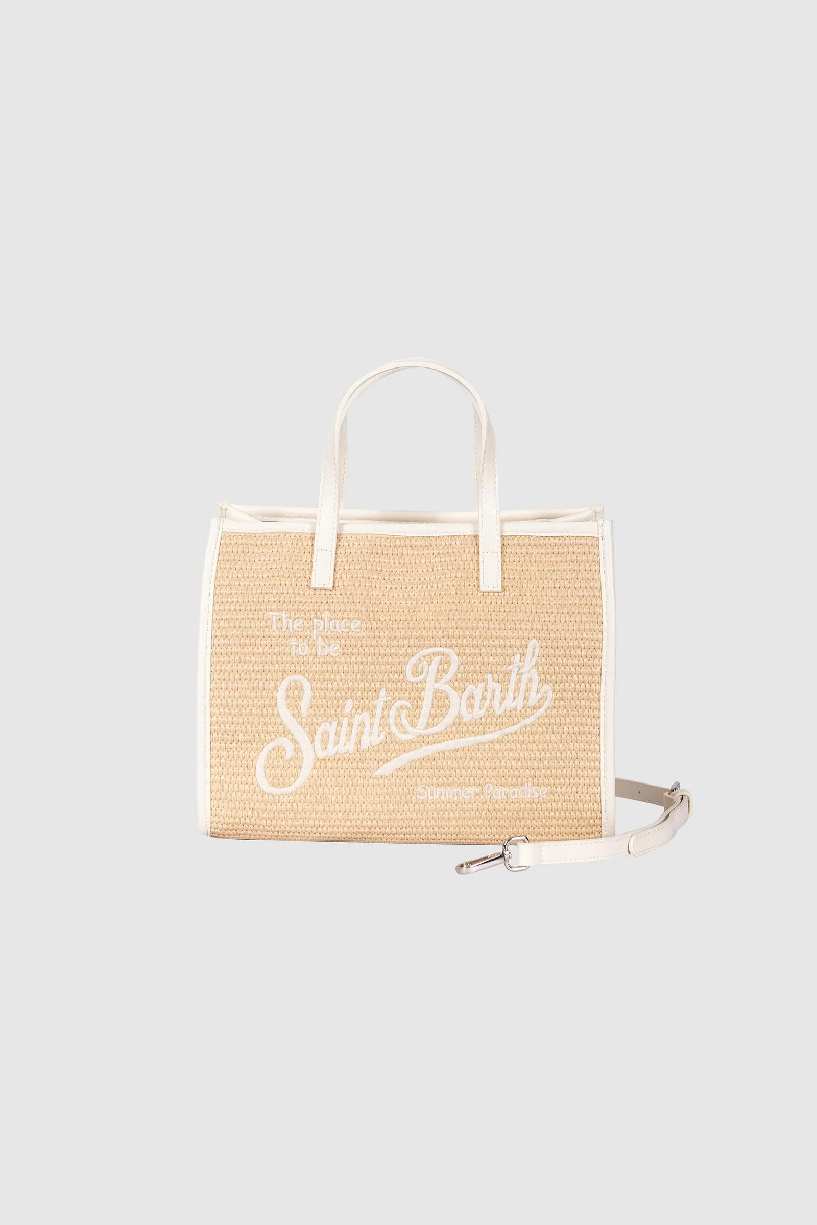 Rectangular Woven Tote Bag with Natural Straw Texture