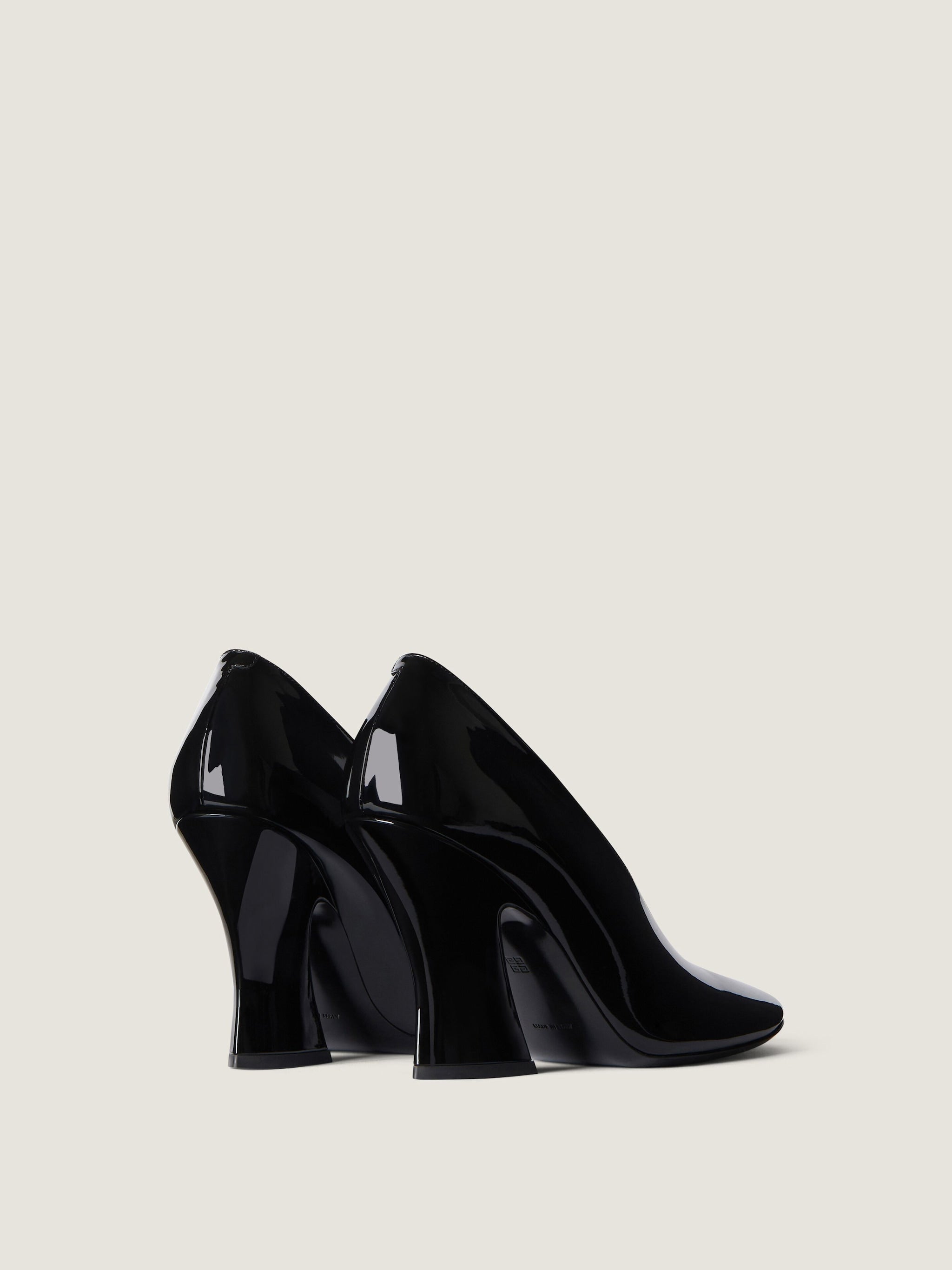Sculpted Black Patent Leather Block Pumps