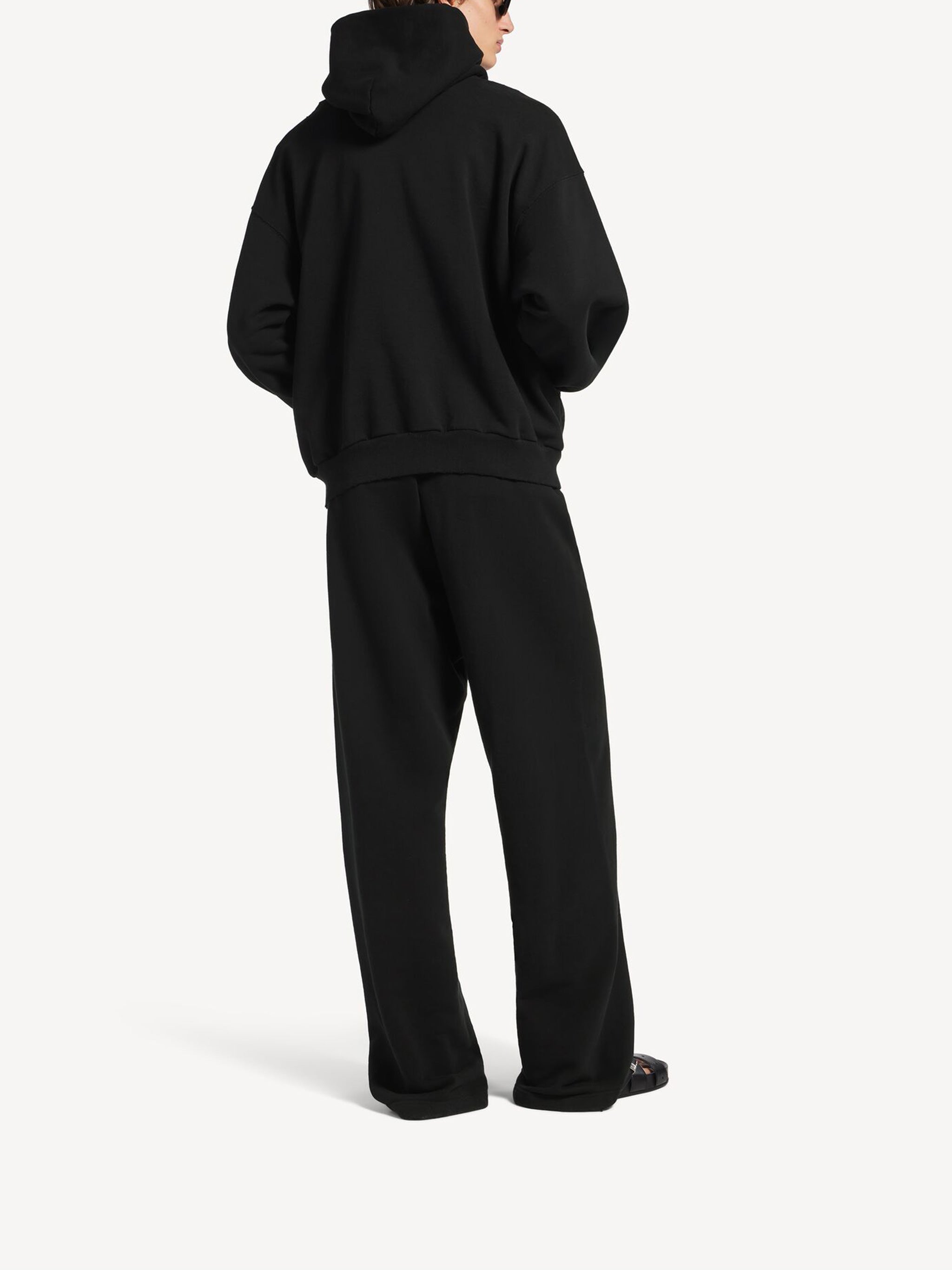 Black Medium Fit Graphic Cotton Hoodie