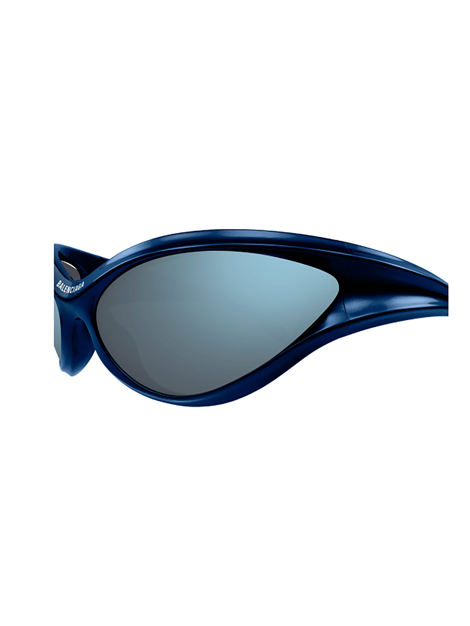 Wraparound Blue Sunglasses with Mirrored Lenses and Glossy Finish