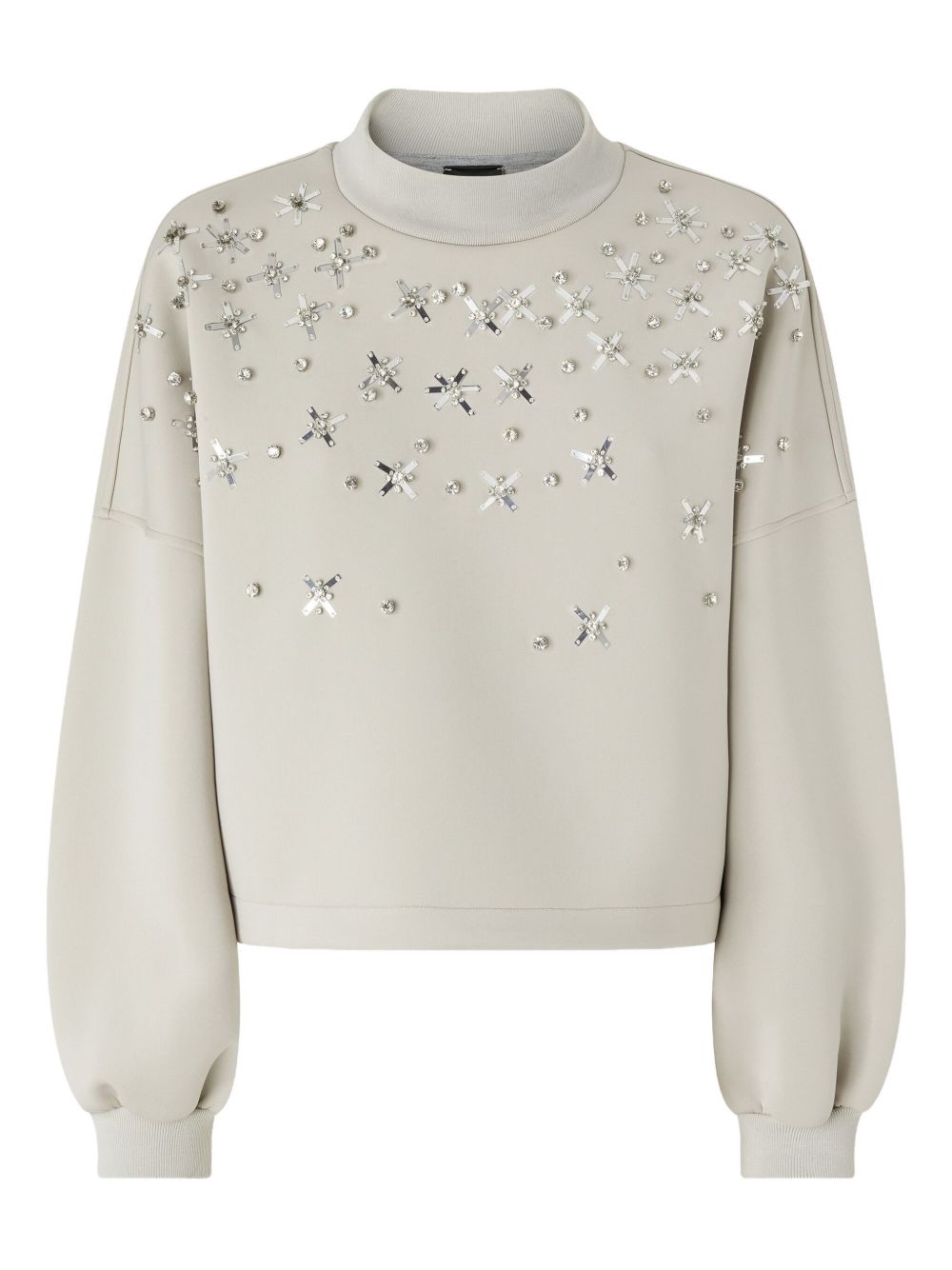 Cropped Light Grey Neoprene Sweatshirt