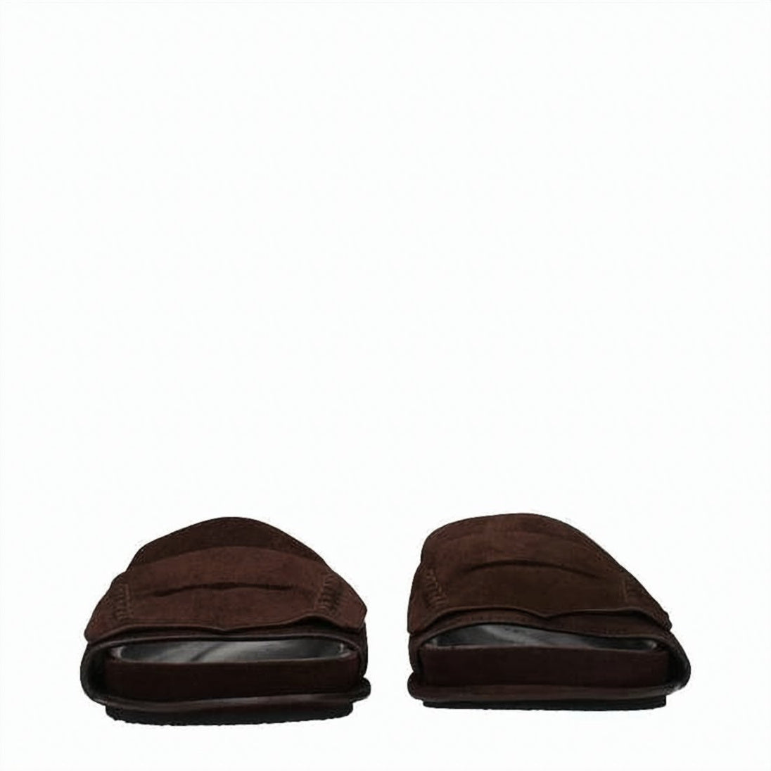 Dark Brown Calf Leather Contoured Mules