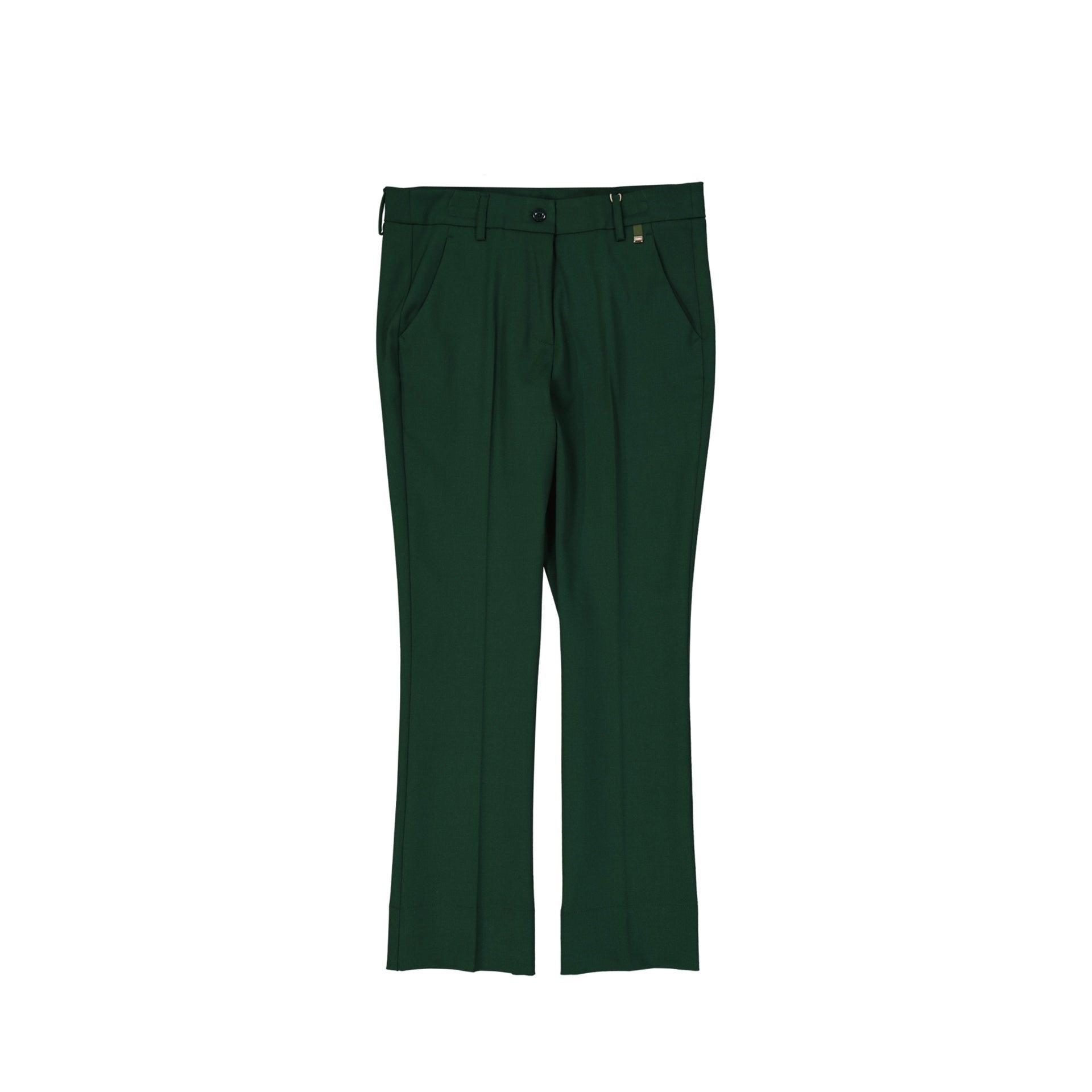 Cropped Tailored Trousers In Deep Green Wool Blend
