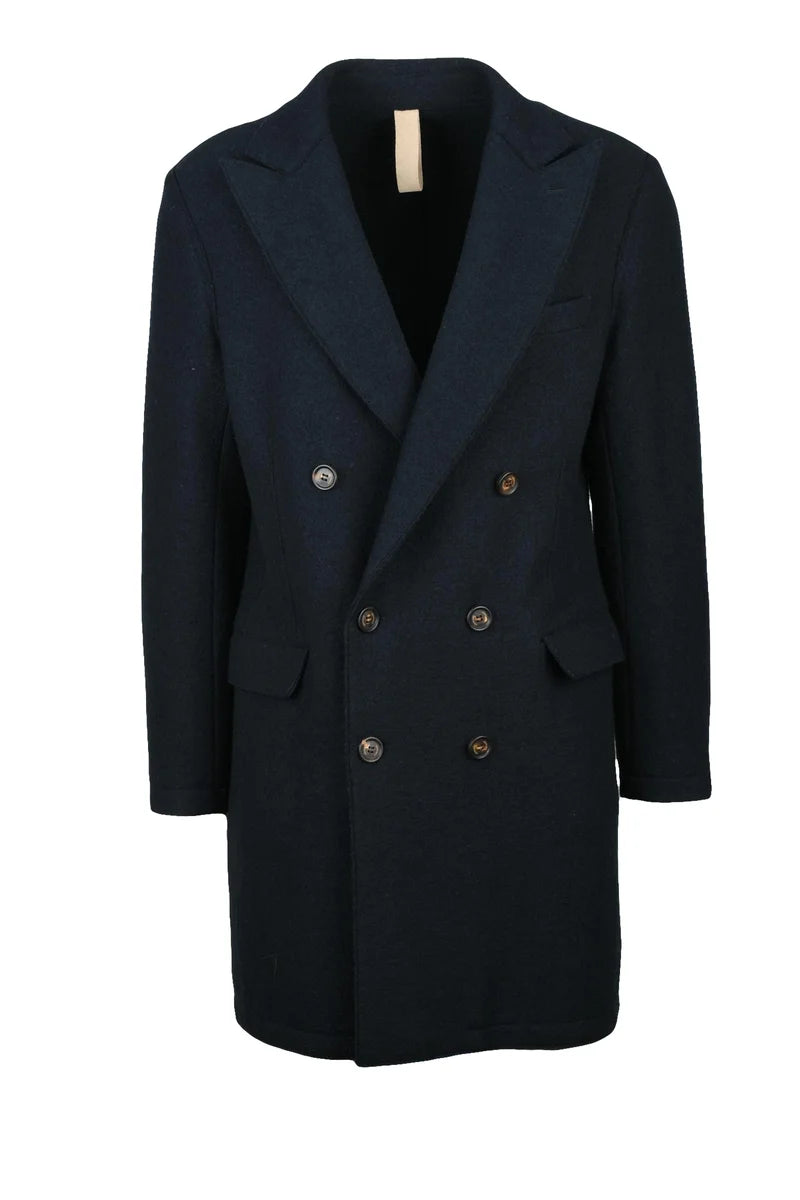 Double-Breasted Coat - Navy Blue