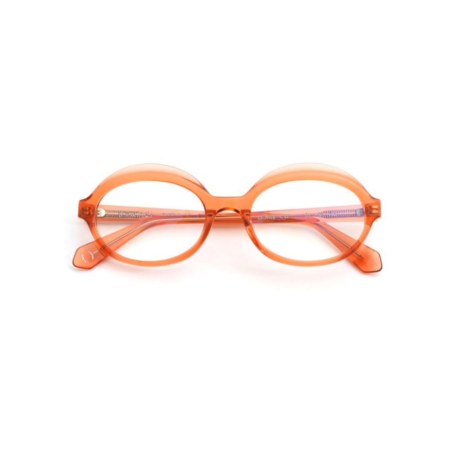 Gravity Translucent Acetate Oval Eyeglasses in Amber-Orange