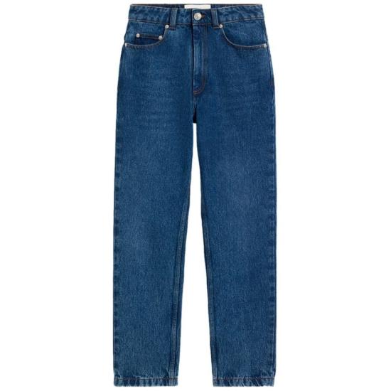 Classic Straight-Leg Denim Pants In Deep Blue Wash