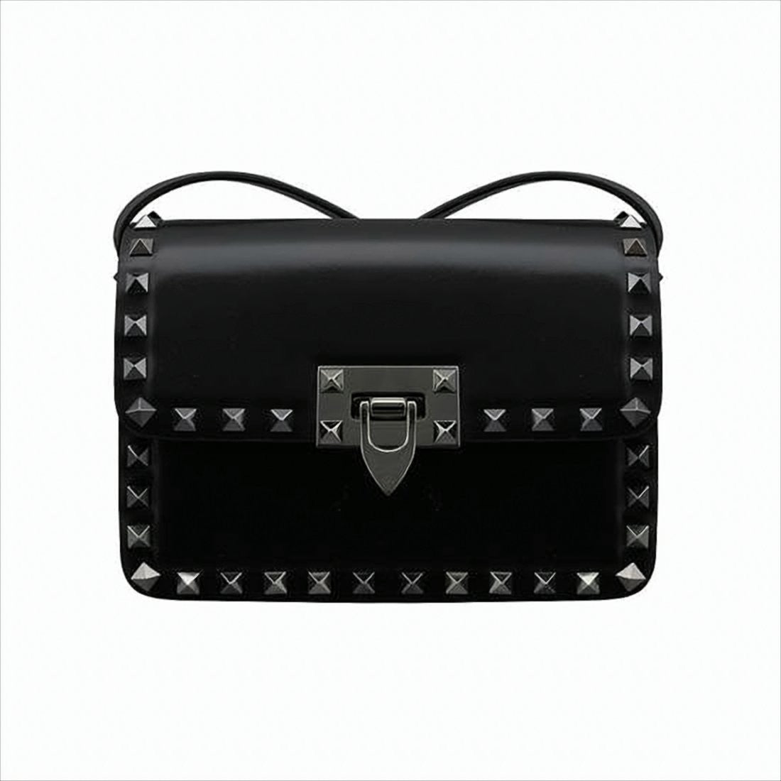 Rectangular Shoulder Bag with Pyramid Studs